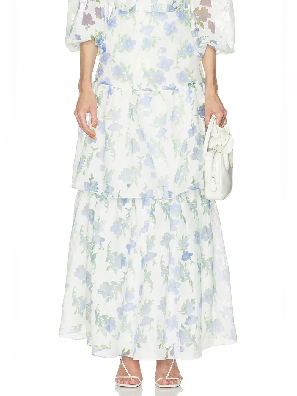 ELLIATT Cleo Ivory Blue Floral Top & Maxi Skirt 2-Piece Set Revolve $420